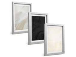 Pinturas Murais Modernasestruturas, Tons, Minimalismo Moldura Prateada Fotos Para O Corredor Espelharte (3 Peças 20x30 Cm)