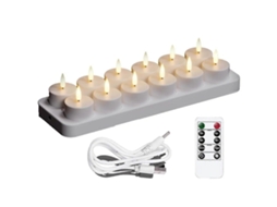 Conjunto De 12 Velas Led Sem Chama, Recarregável, Para Mesas, Casamentos, Festas E Ambientes Internos