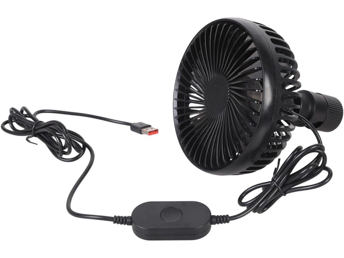 Ventilador Usb De 5 Polegadas Para Carro Com 3 Velocidades Ajustáveis Suvs, Com Cabo De 2, 4m E Rotação De 360 Graus