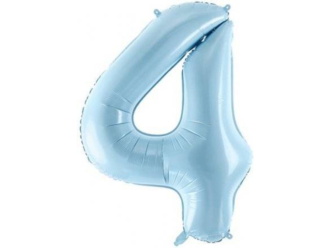 Balão PARTYDECO número 4 Foil 86cm Azul Claro