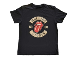 T-shirt Rolling Stones Sixty Biker Tongue Preta Tamanho Pequeno ROCK OFF