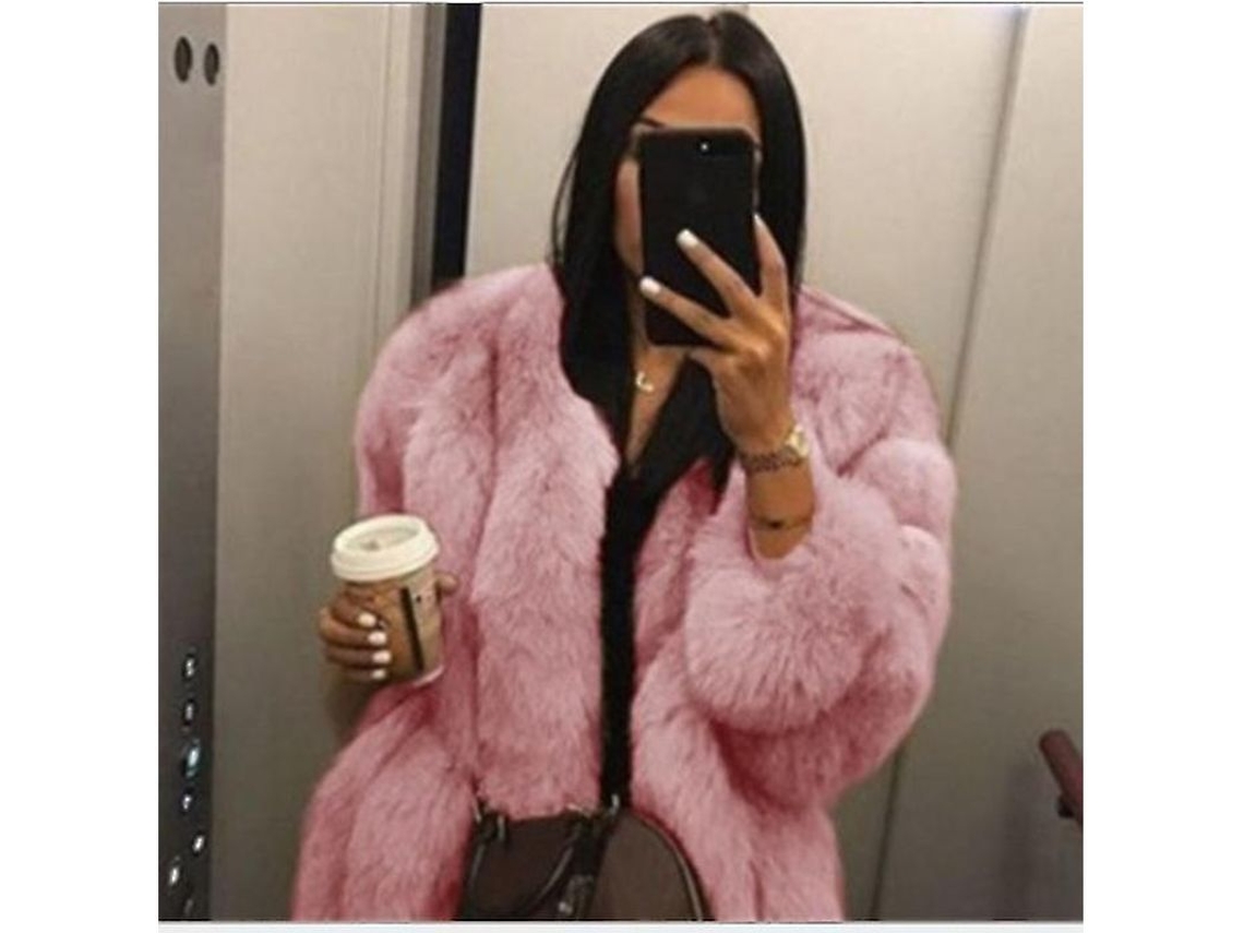 2026 abrigo Oversized de Pelo Falso Oso Teddy para Mujer Chaqueta Rosa Talla S