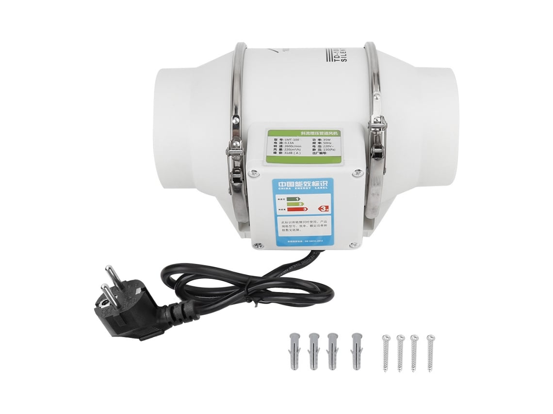 Laxiscreed Ventilador Branco Para Duto De 4 Polegadas, Ventilação De Exaustão 220v