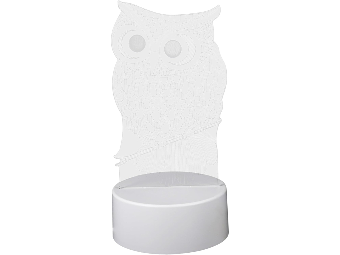 Luminária Noturna Led 3d Em Formato De Coruja, Feita Acrílico Abs,