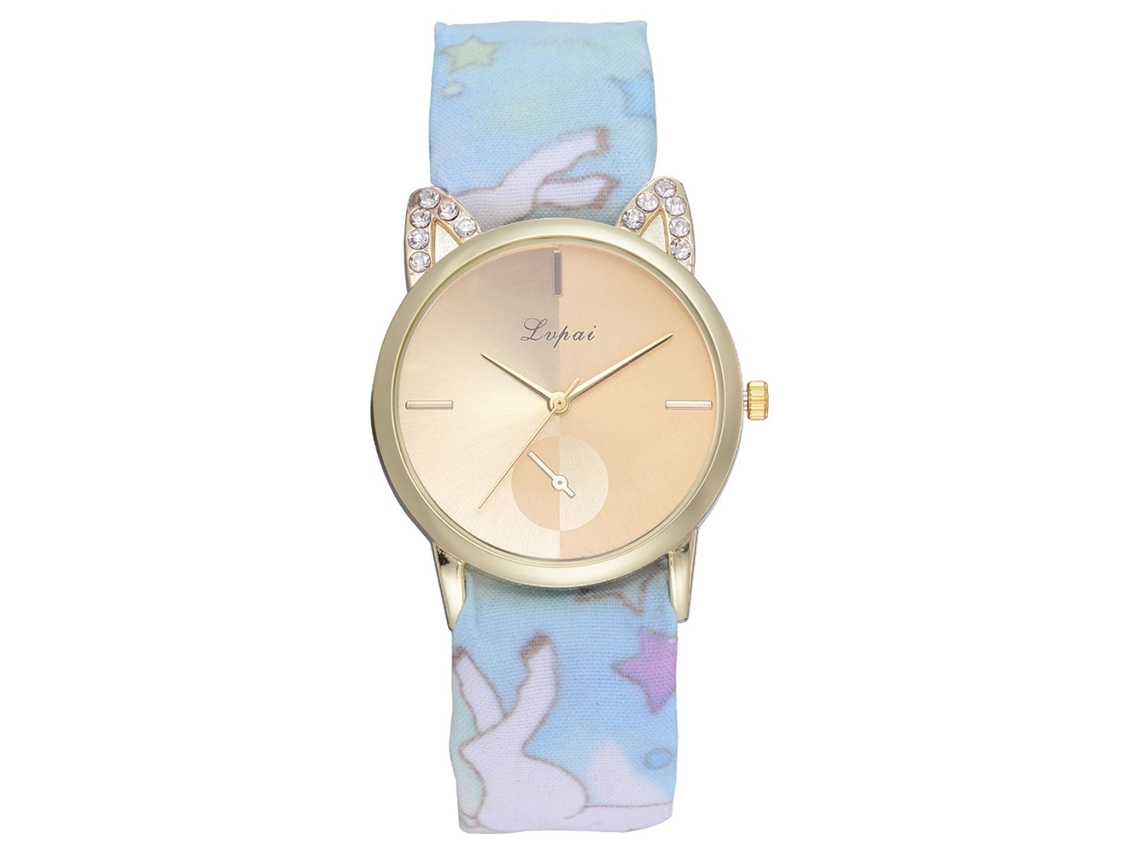 Lvpai Relógio de Pulso Feminino de Quartzo com Pulseiro de Tecido Casual Elegante Azul Céu
