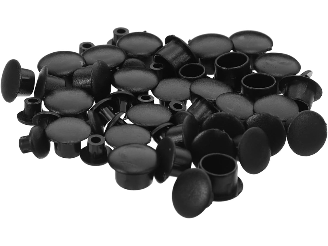 Conjunto De 200 Tampões Plásticos Redondos, Diâmetros 5 6 8 10mm, Pretos, Para Proteção E Embelezamento De Furos Em
