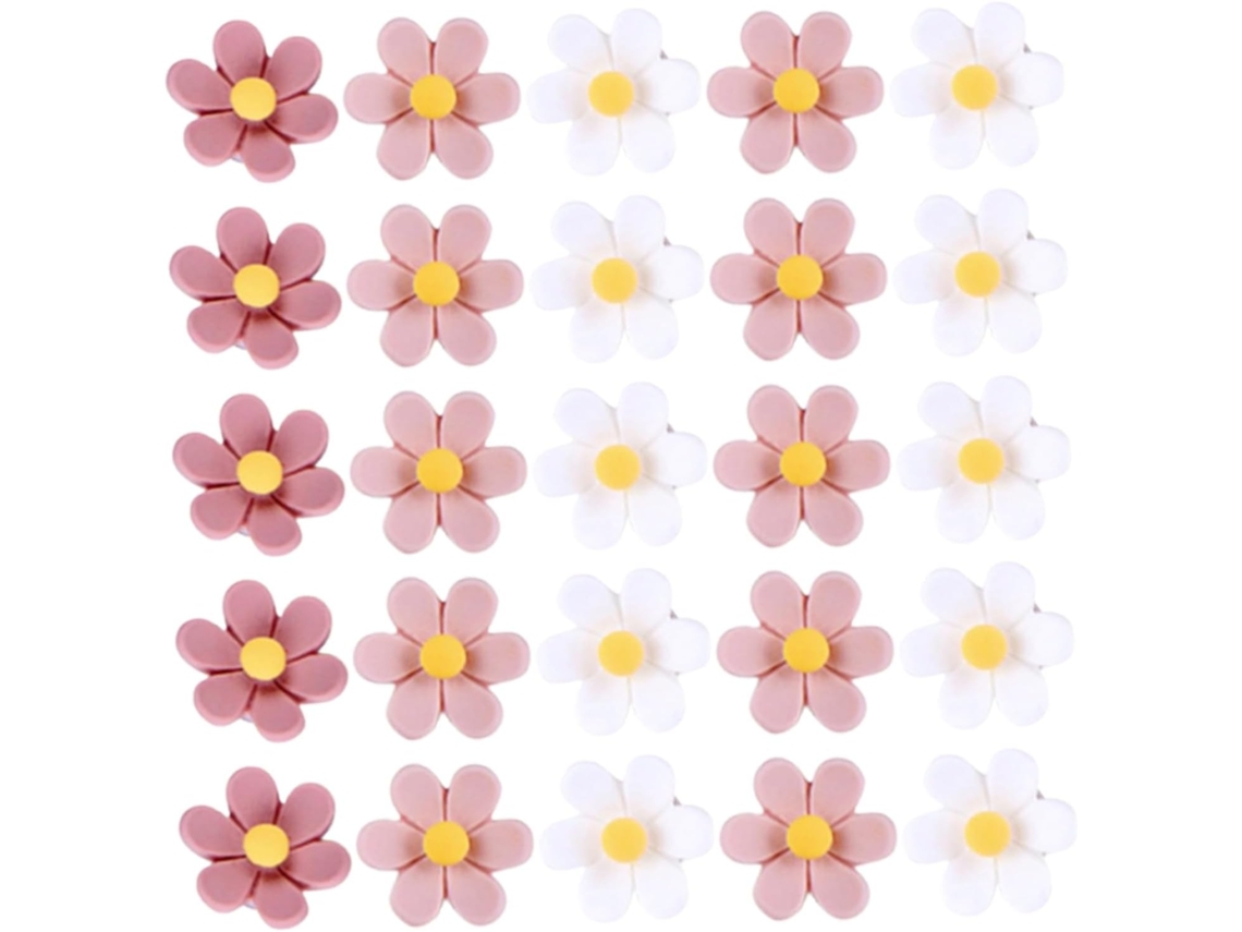 Conjunto Ukcoco com 30 tachininhas de resina em formato de flor para decoração de parede (exceto mesas), duráveis e fáceis de usar.