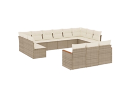 Maison Exclusive - 13 Pcs Conjunto De Sofás P/ Jardim Com Almofadões Vime Pe Bege