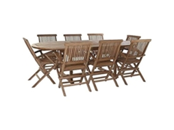 Conjunto De Mesa Com Cadeiras Dkd Home Decor Marrom Natural Madeira Maciça 6 Lugares Retangular