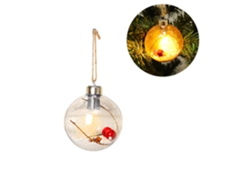 Bola de Natal com Luz Led Pendente Decorativa para Árvore e Casa 9cm