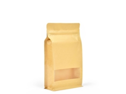 2026 50 Bolsas Kraft com Janela e Fundo Plano Reutilizáveis para Alimentos Autoestantes 140x240mm