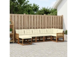 Vidaxl Conjunto De Sofás Para Exterior 7 Pcs Natural E Creme