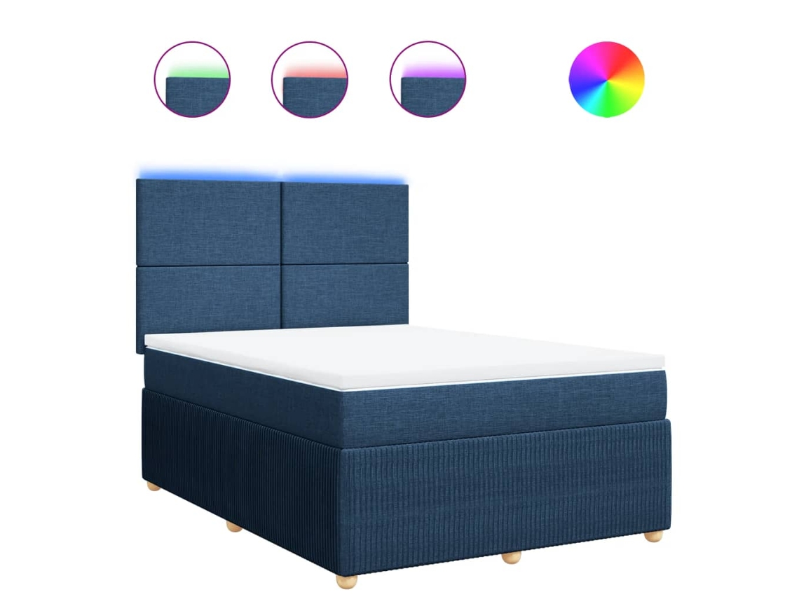 Box Spring Bed, Box Spring Beds Vidaxl Azul Tecido (140 X 190 Cm)