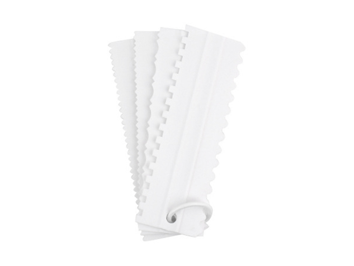 4pcs Bolo Raspador Durável Ecológico Plástico 8 Estilos Pendurado Gancho Design Bolo Alisador Para Assar Diy Branco