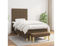 Vidaxl Cama Com Molas/colchão 90x200 Cm Tecido Castanho-escuro