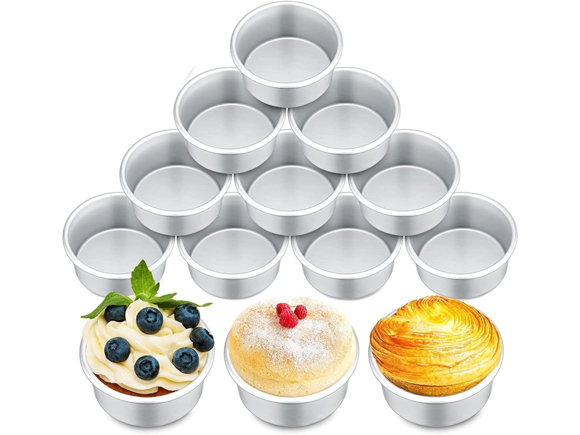 Conjunto De 18 Forminhas Redondas De 10 Cm Para Bolos, Cheesecakes, Pizzas E Quiches. Gokoco (4 Polegadas)