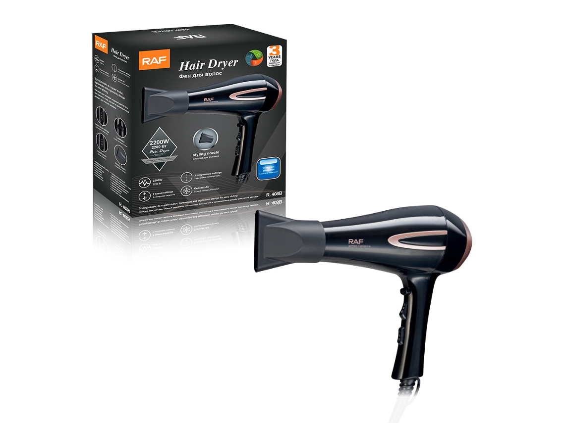 Secador de Cabelo 2000w Ar Quente e Frio Alta Potência Casa Hotel Cabeleireiro Tambor de Secador de Cabelo MDUG (preto)