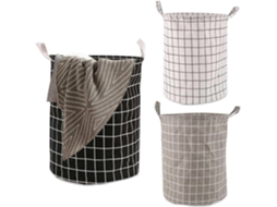 Cesto de Roupa Dobrável Redondo, 3 Partes, 40l, Multifuncional, Ideal para Guardar Brinquedos e Roupas, 35 X 43, 5 Cm BRILVIBERA