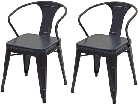 2X Cadeiras de Sala de Jantar Cozinha em Pele Sintética e Metal Estilo Industrial Cinza Preto Cds04452 MOBIKASA