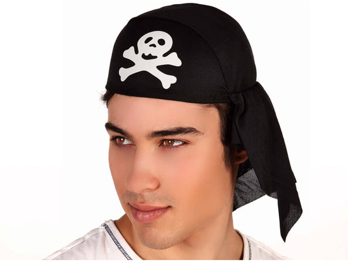 Lenço DISFRAZZES Pirata Preto Com Caveira (Tam: Tamanho Único)