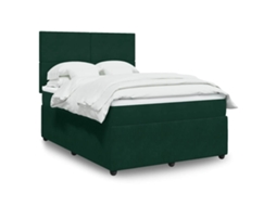 Vidaxl Cama Com Molas/colchão 140x200 Cm Veludo Verde-escuro