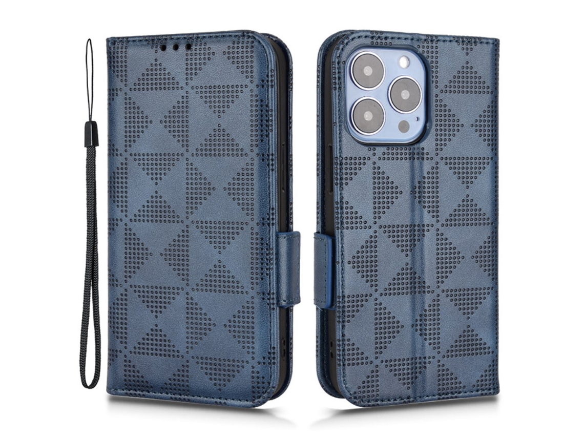 Capa Quedas Para Iphone 15 Plus Pele Sintética Azul