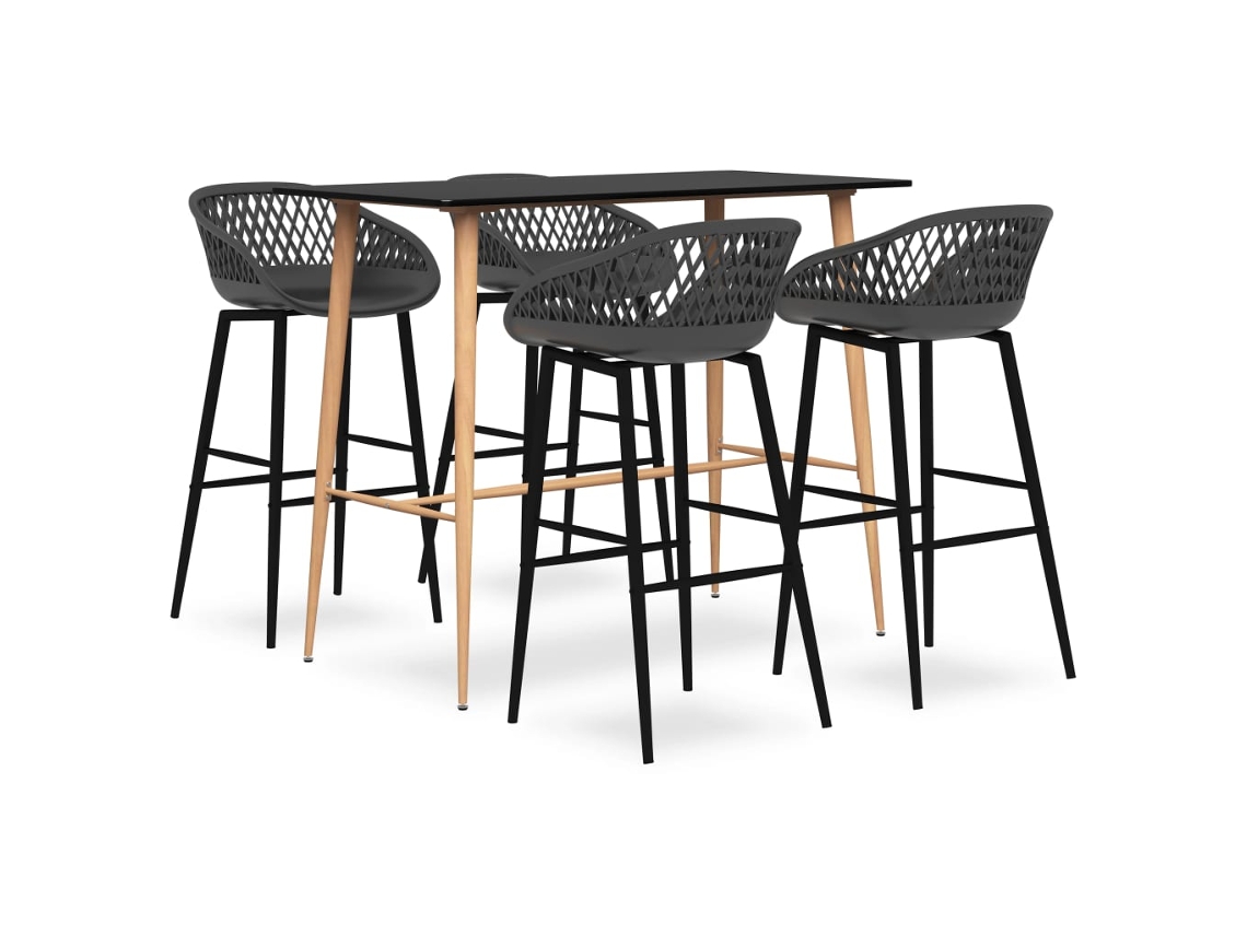 Vidaxl 5 Pcs Conjunto De Bar Preto E Cinzento