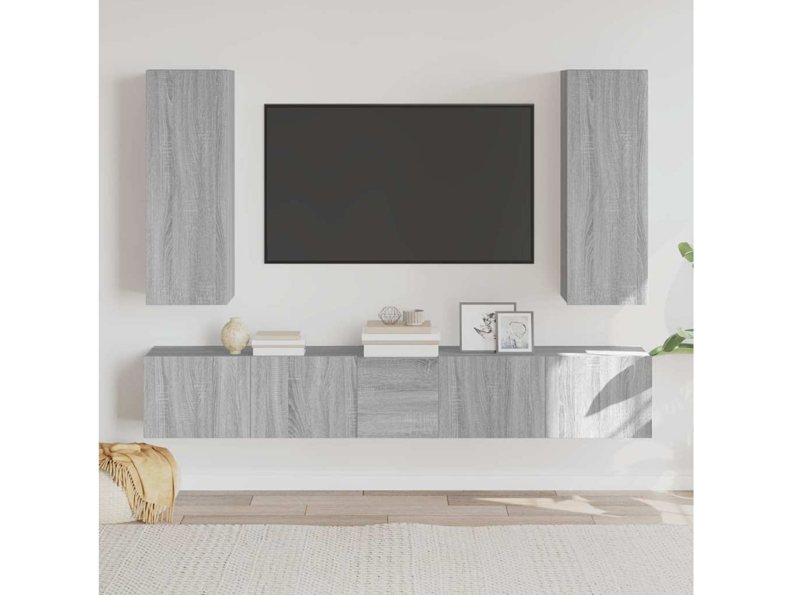 Vidaxl Conjunto Móveis De Tv 5 Pcs Madeira Processada Sonoma Cinza