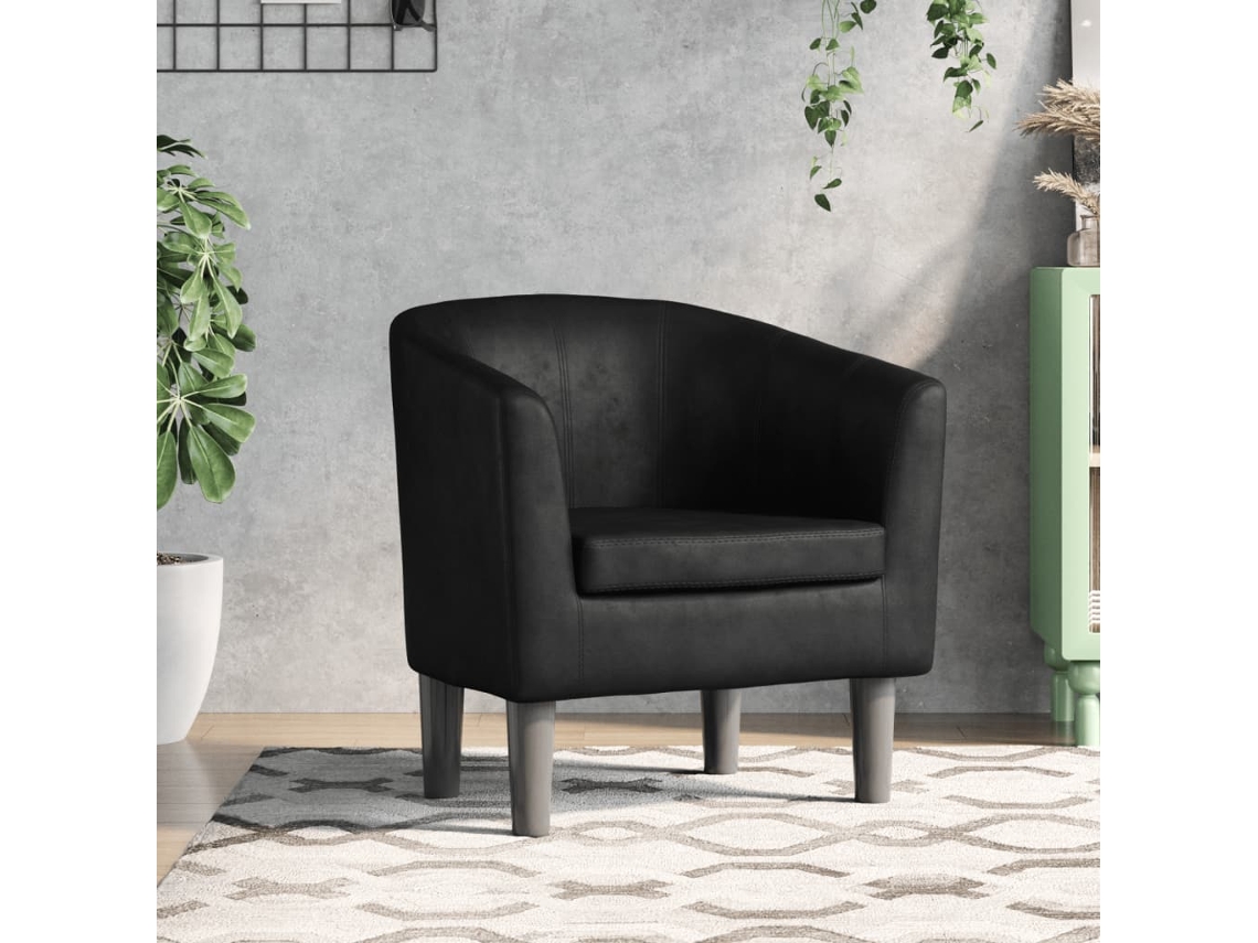 Vidaxl Poltrona Em Couro Artificial Preto