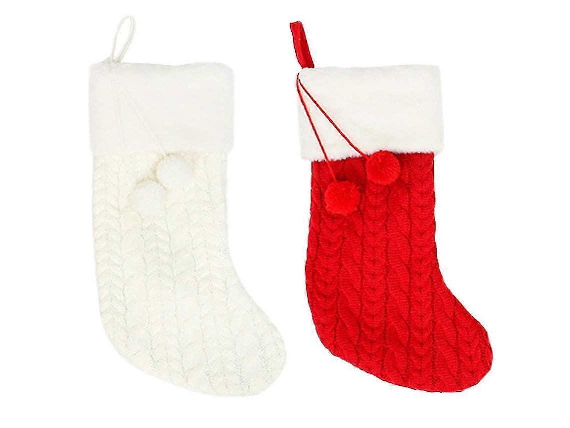 Meias De Natal Vermelhas E Brancas De Duas Peças Para Decoração De Festa De Natal Olysi Shop