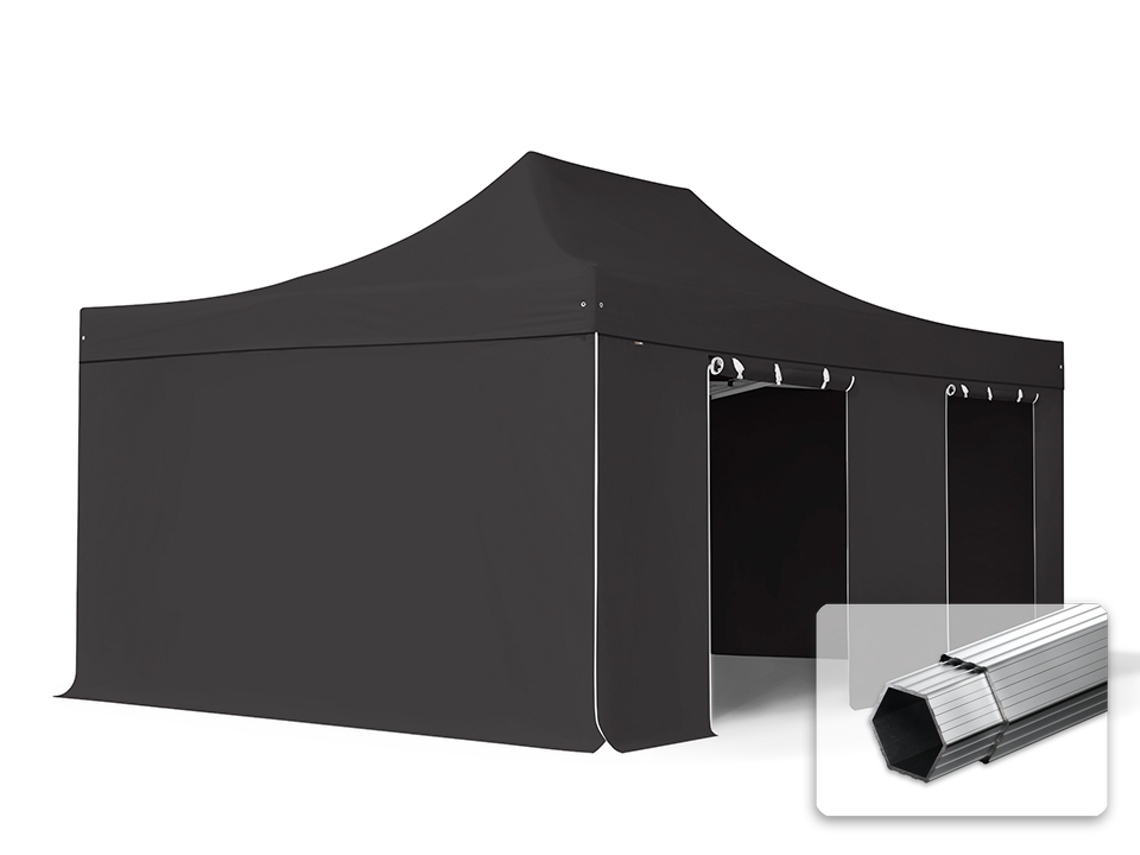 Tenda Dobrável 4x6 M, Alumínio Profissional De 50 Mm, Laterais Sem Janelas, Preta