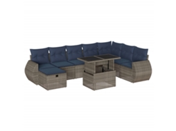 Conjunto de Sofá de Jardim, 9 Peças, Almofadas, Rattan Cinza MAISON EXCLUSIVE