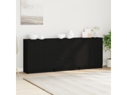 Conjuntos De 3 Buffets Em Madeira De Carvalho Preto Lovely Home