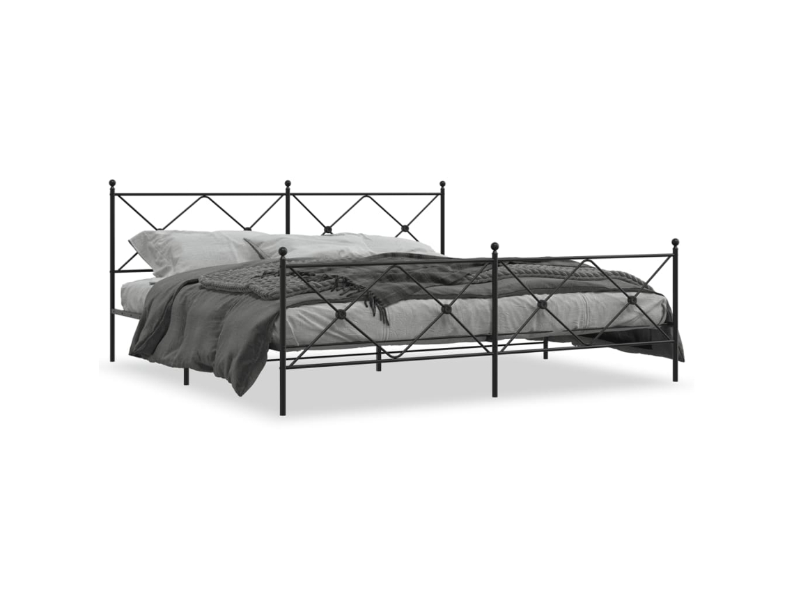 Bed Frame, Bed Frames Vidaxl Preto Aço (193 X 203 Cm)