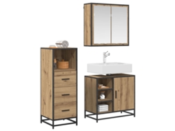 Conjunto de Móveis para Banheiro 3 Pcs Carvalho Artesanal MAISON EXCLUSIVE