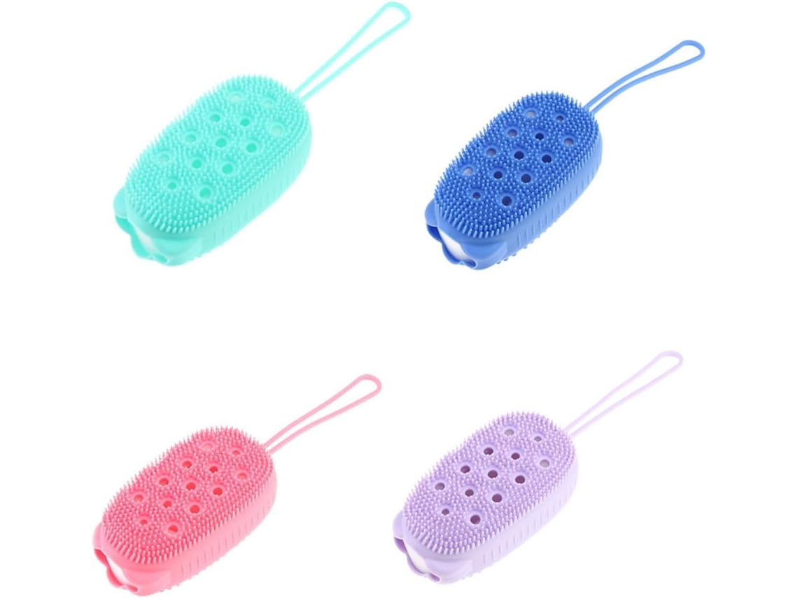 Conjunto De 4 Escovas Banho Silicone Dupla Face Jojofuny, Esponjas De Limpeza Para Massagem Corporal E Esfoliação Suave