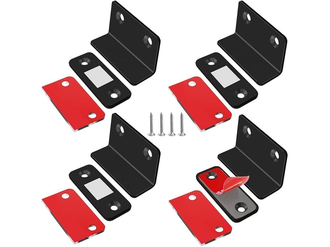 2026 aimant Porte Placard 4 Loquet Magnétique Ultra Mince Acier Inoxydable Fermeture Puissante Noir