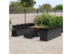 Vidaxl Conjunto De Sofá De Jardim 11 Unid. Preto Rattan Sintético