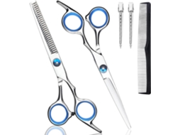 Kit De Tesoura De Corte Cabelo, 5pcs Ferramenta Profissional Para Corte De Cabelo (azul) Cuich