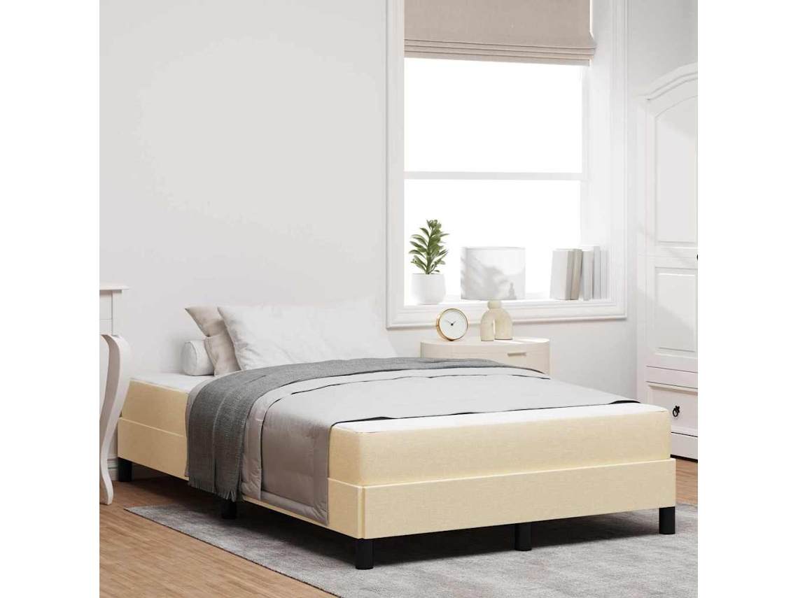 Vidaxl Cama Box Creme 120 X 190 Cm Tecido