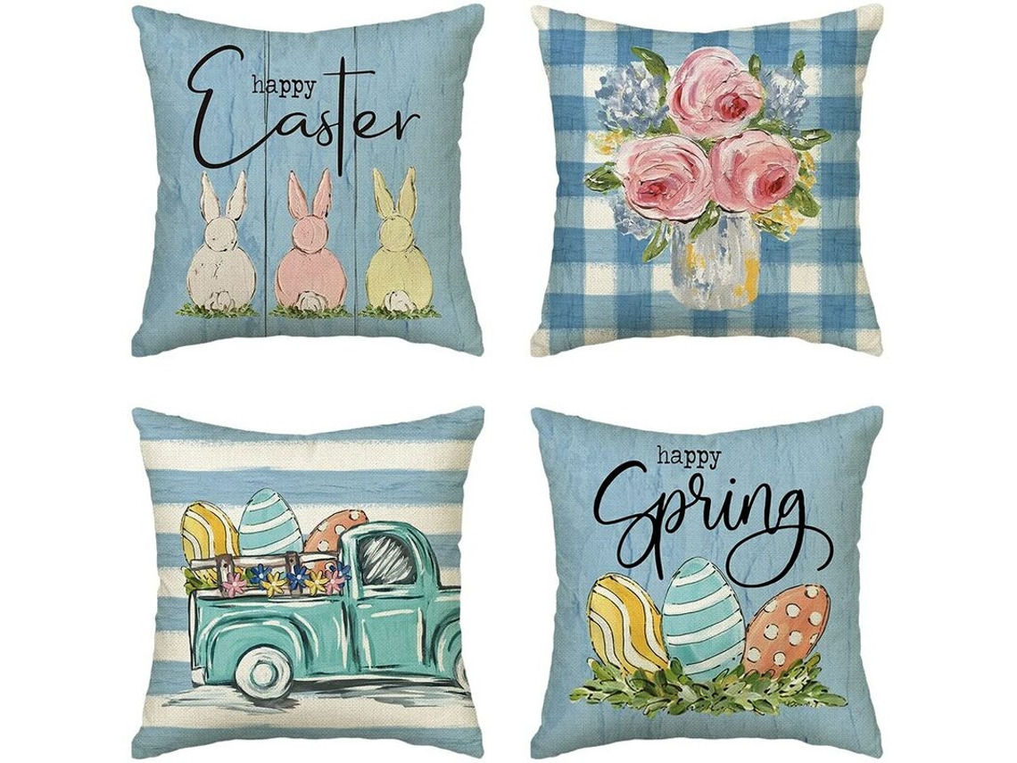 Conjunto De 4 Capas De Almofada De Páscoa, 45 X 45 Cm, Com Decoração Para Sofá.