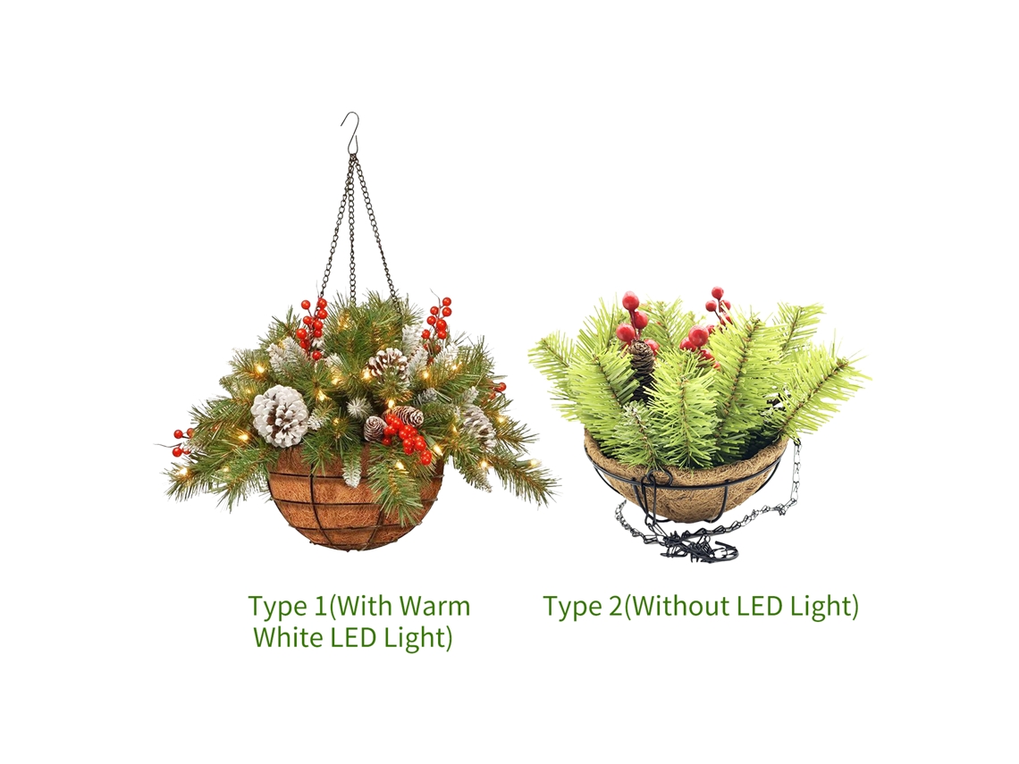 Cesto de Natal com Pinhas e Frutas Vermelhas para Decoração de Árvore de Natal LAXISCREED