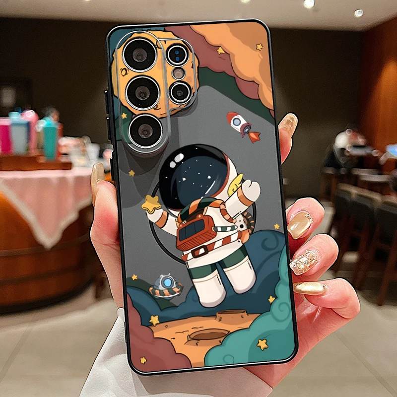 (preto) Capa Magnética Para Celular Samsung Galaxy S26 Com Estampa Fofa De Astronauta