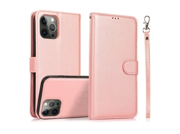 Capa Para Celular Com Estampa De Couro De Bezerro, Estilo Carteira 2 Em 1.ouro Rosa, Iphone 16 Pro Max