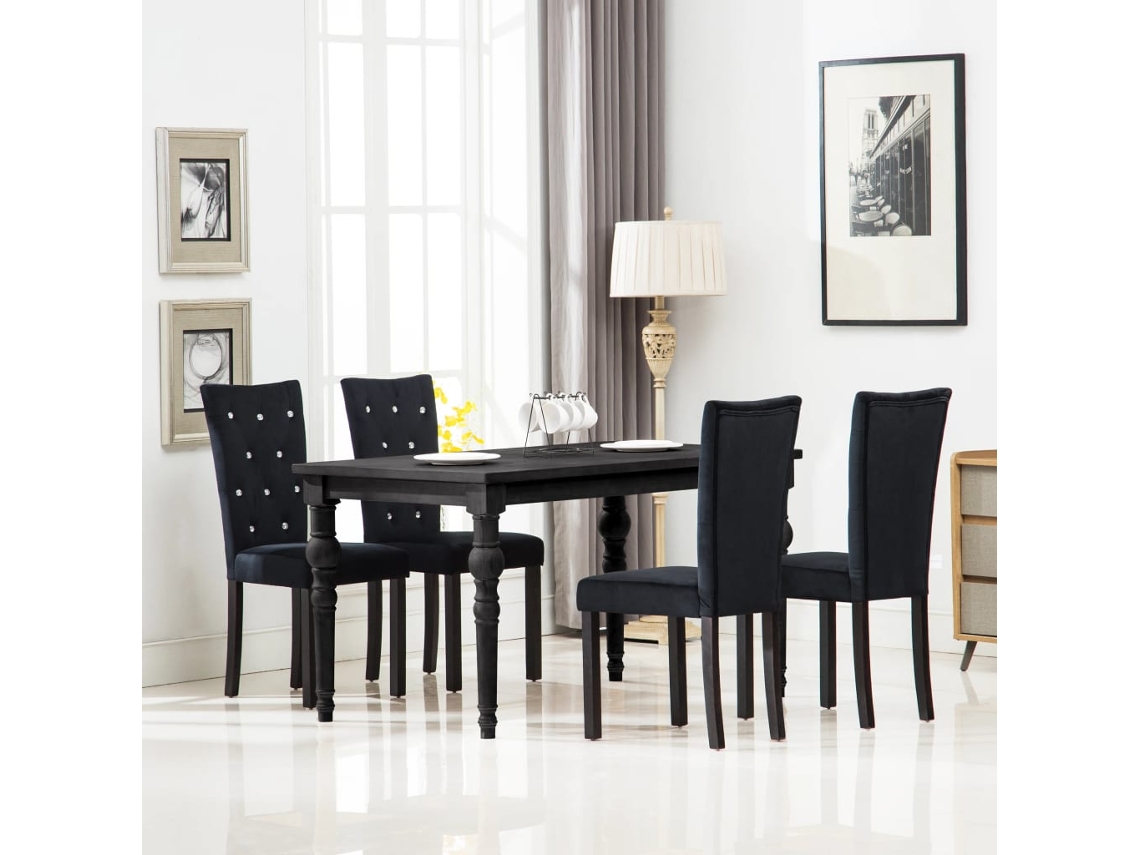 Vidaxl Cadeiras De Jantar 4 Pcs Veludo Preto