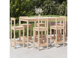 Vidaxl 7 Pcs Conjunto De Bar Para Jardim Pinho Maciço