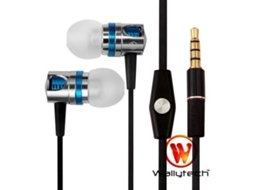 Fones de Ouvido Intra-Auriculares Wallytech Azuis e Cromados