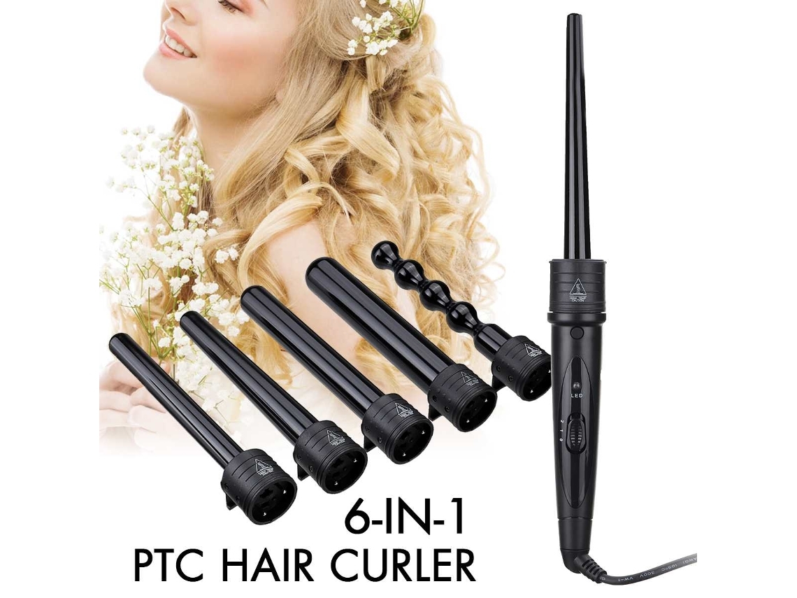Modelador De Cabelo Cerâmico Profissional Intercambiável 6 Em 1 9-32mm Modelador De Cabelo Rotativo Ferramentas De Estilo*