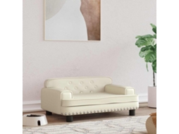 Vidaxl Cama 70x45x30 Cm Couro Artificial Cor Creme
