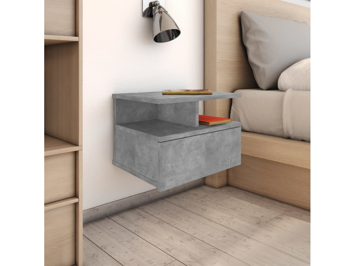 Vidaxl Mesa Cabeceira Suspensa 2pcs Derivados Madeira Cinzento Cimento